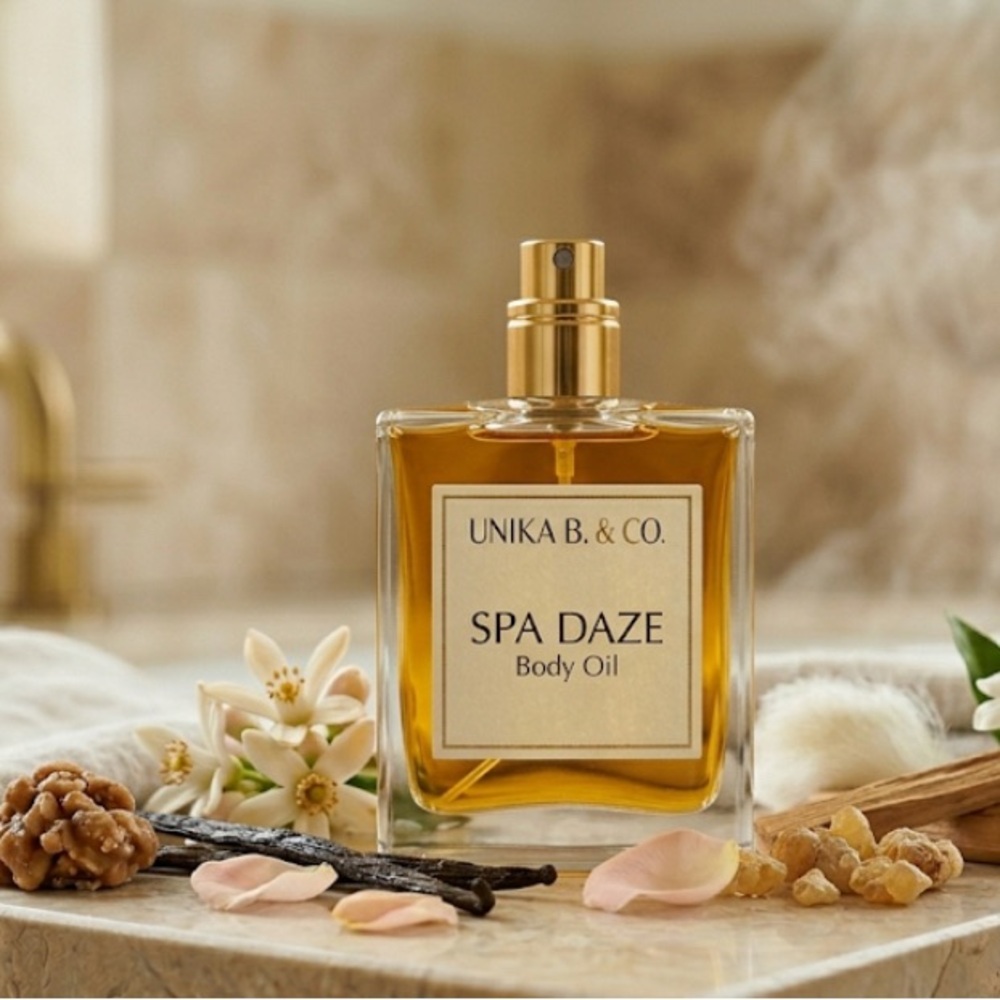 Spa Daze Body Oil - Clear Glass Bottle with Gold Cap